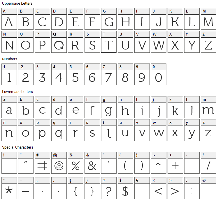 Fh Lentil Font Character Map