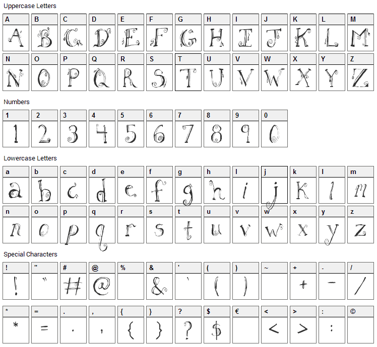 Fh Letter Font Character Map