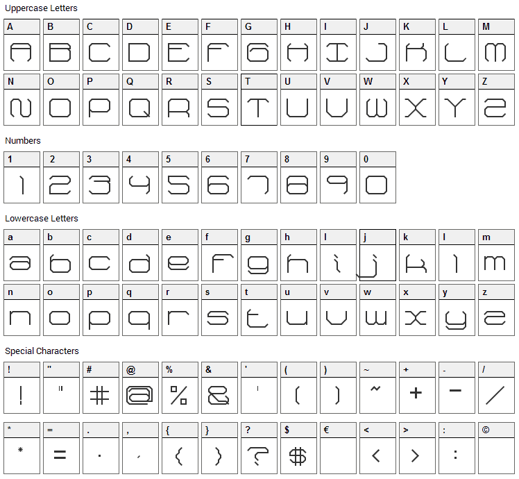 Fh Reverse Font Character Map
