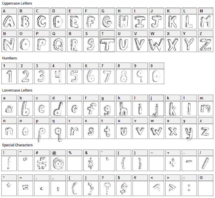Fh Scribble Font Character Map