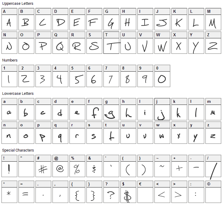Fh Script Font Character Map