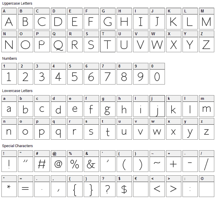 Fh Space Font Character Map