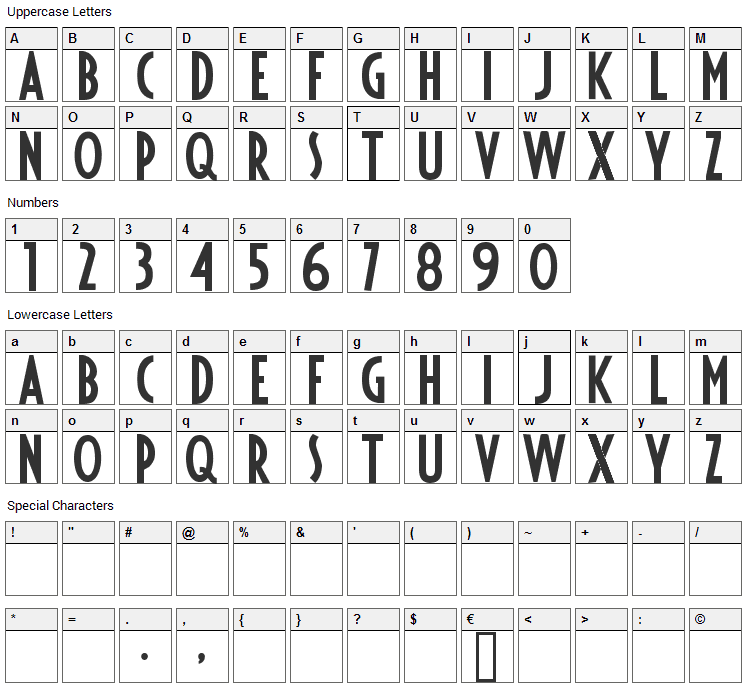 Fiesta Font Character Map