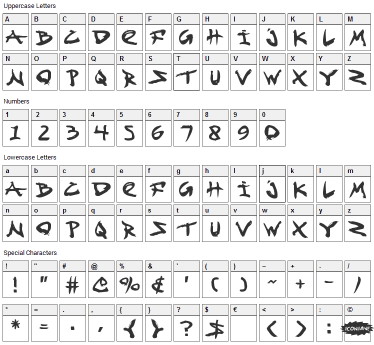 Fight Kid Font Character Map