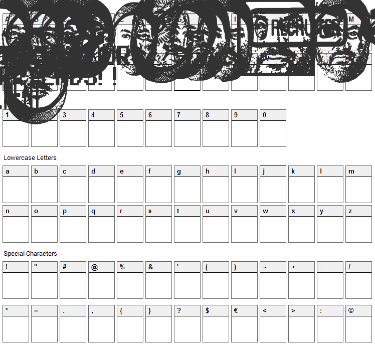 Figurehead Experiment Font Character Map