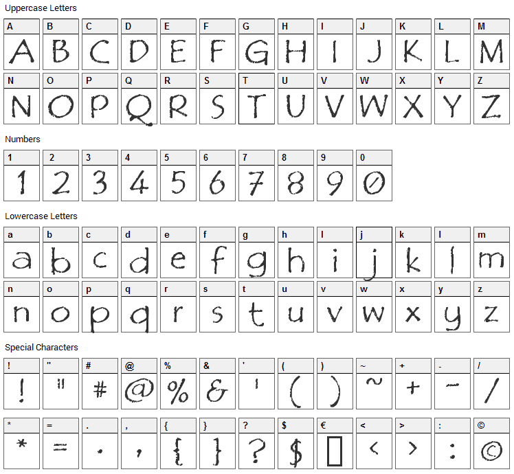 Film Cryptic Font Character Map