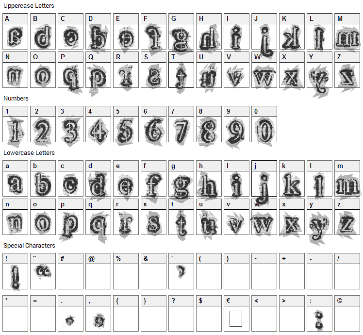 Final Lap Font Character Map