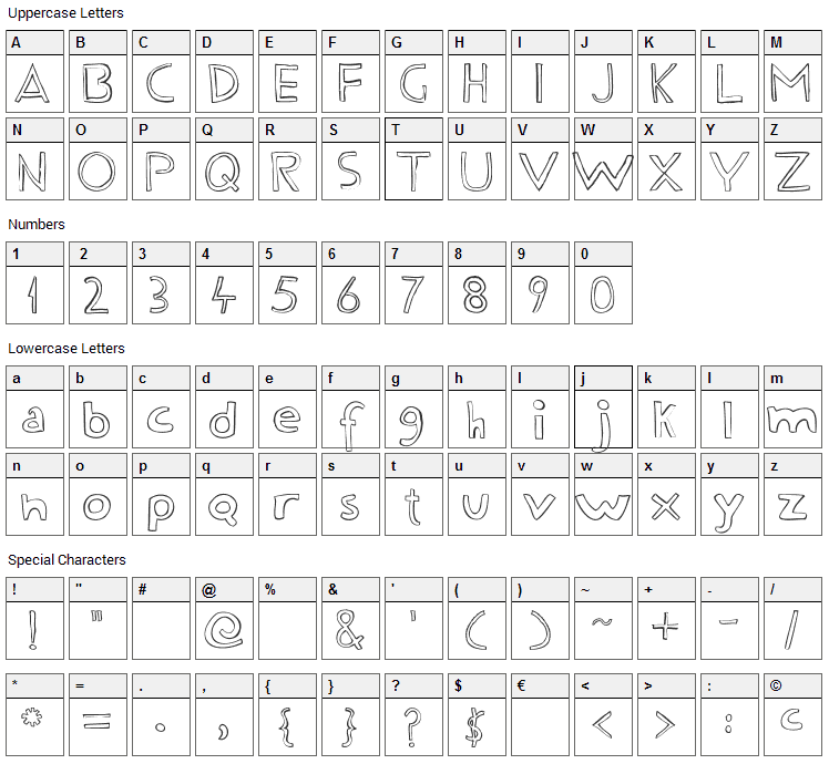 Fine Line Font Character Map