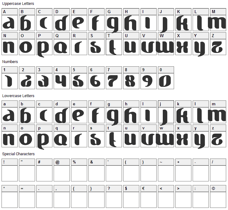 Finesse Font Character Map