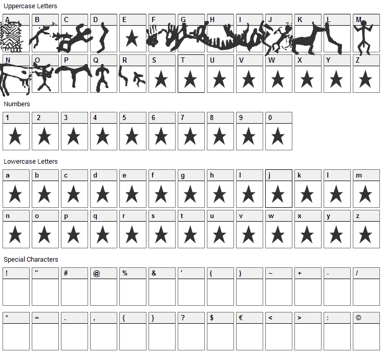Finnish Rock Paintings Font Character Map