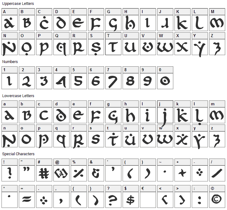 First Order Font Character Map