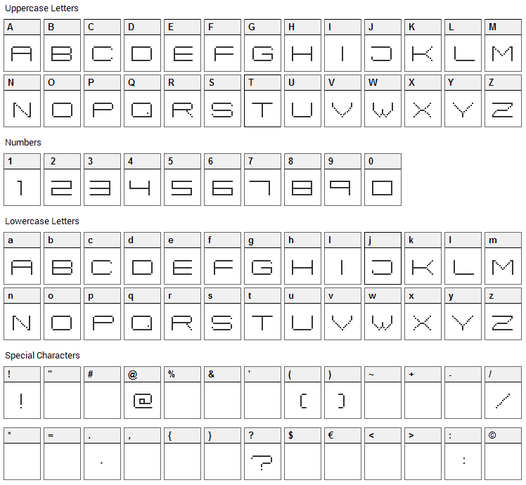 Fisk Bitmap Nr2 Font Character Map