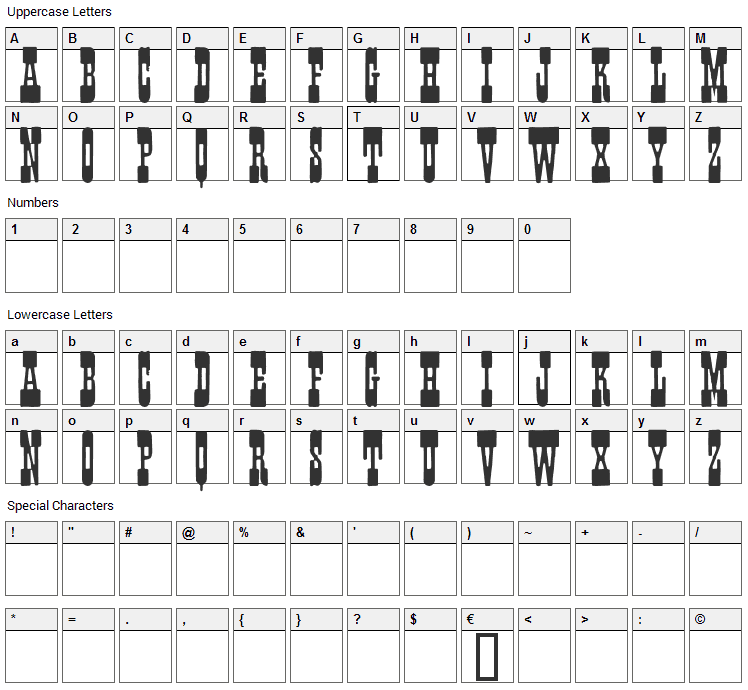 Fisticuffs Font Character Map