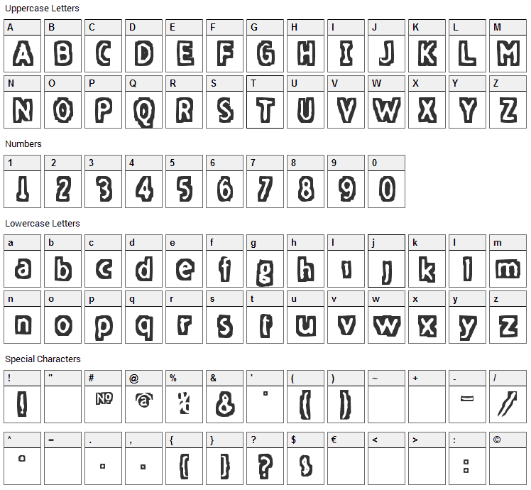 Five Finger Discount Font Character Map
