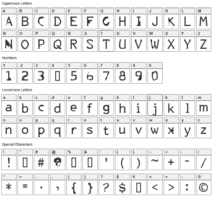 FKR ParkLife Font Character Map