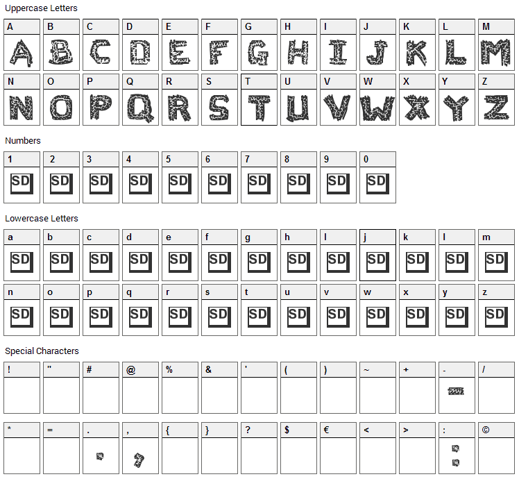 Flak Jacket Font Character Map