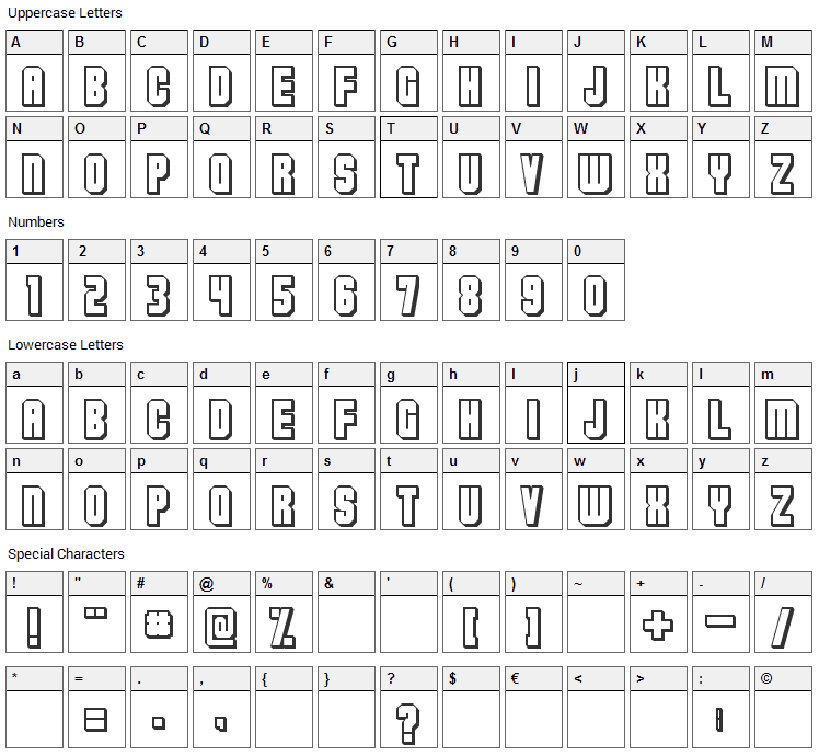 Flashback V3 Font Character Map