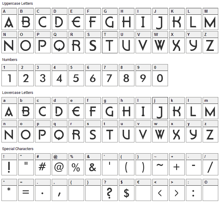 Flatey Font Character Map