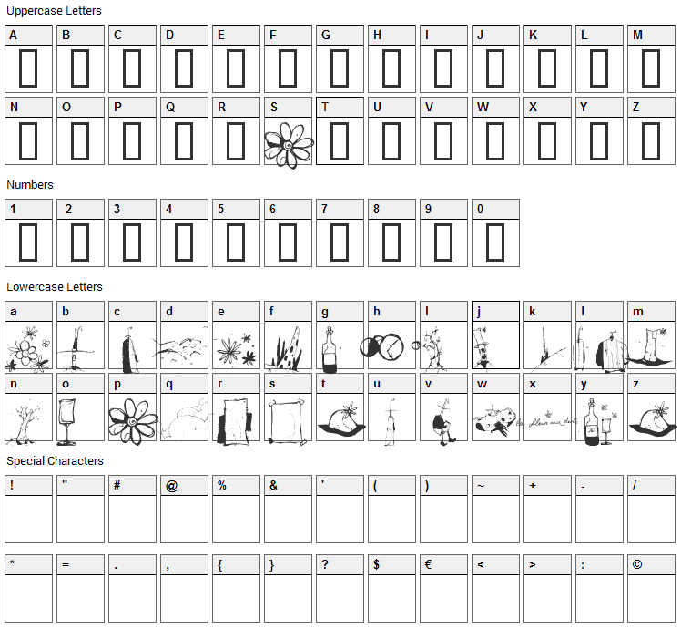 Fleur Aux Dents Font Character Map