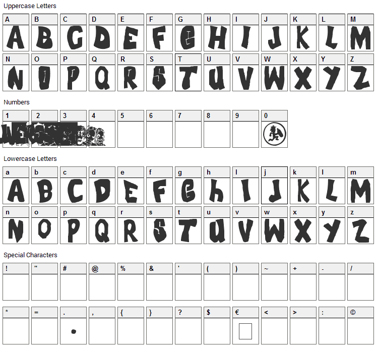 FLH Font Character Map