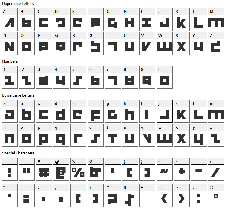 Flight Corps Font Character Map