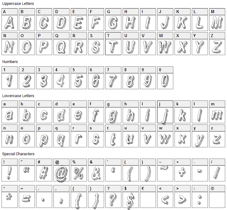 Flim-Flam Font Character Map