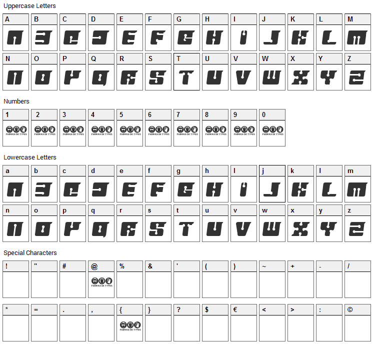 Floppy Disk Font Character Map