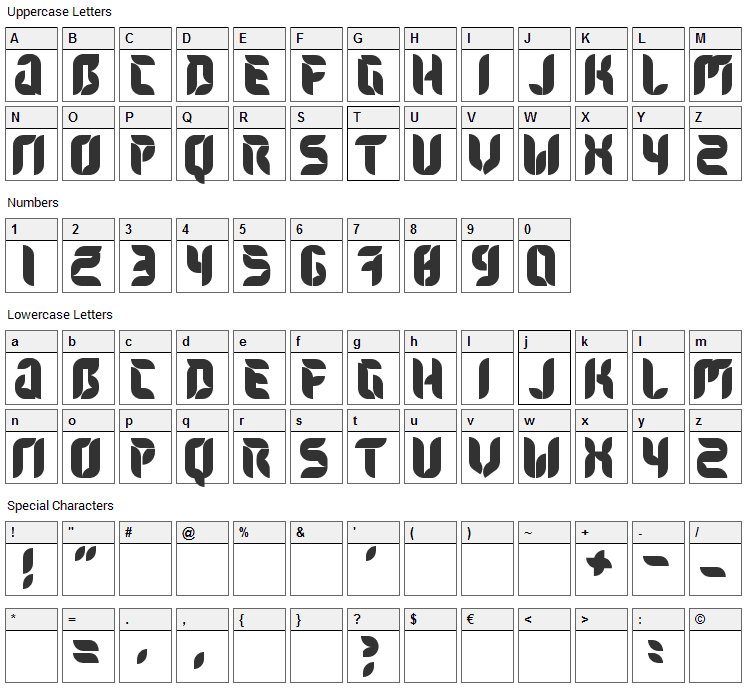 Flora Font Character Map