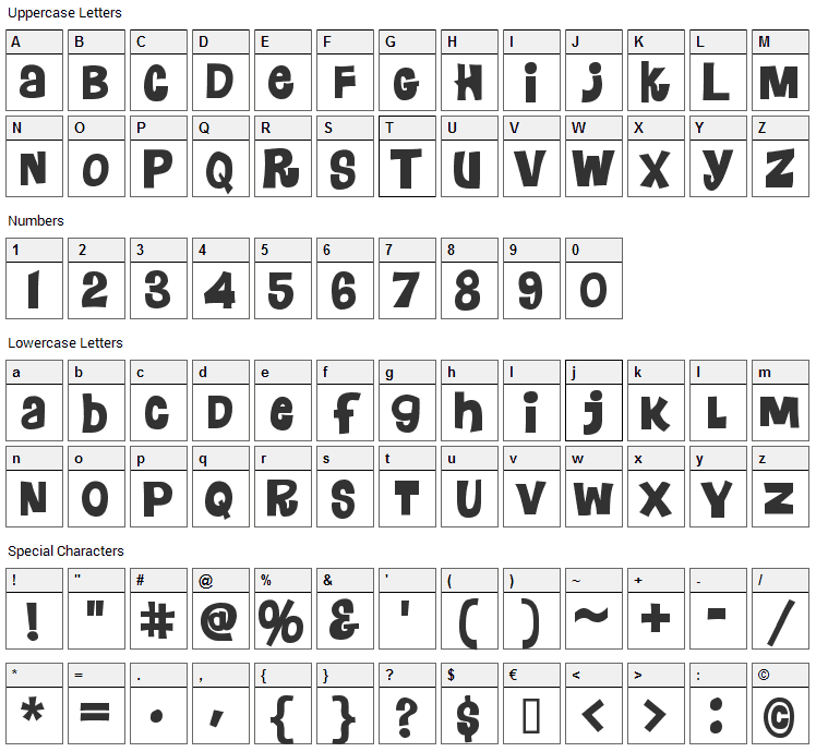 Floraless Font Character Map