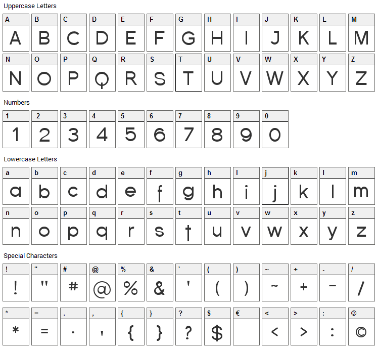 Florencesans Font Character Map