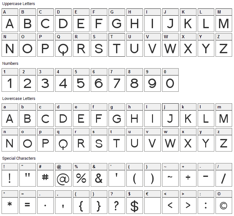 Florencesans SC Font Character Map