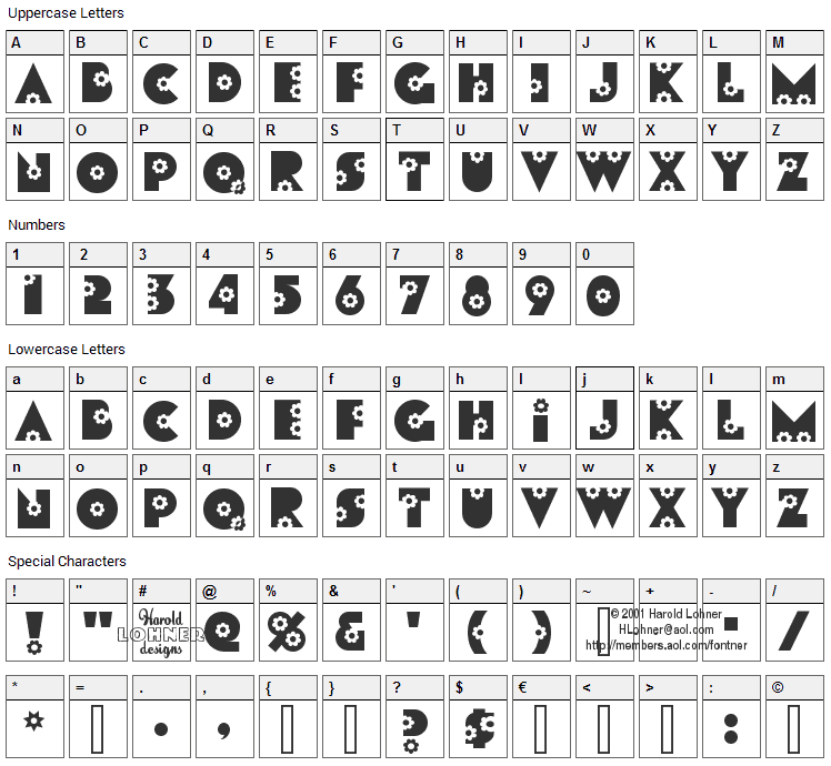 Flores Font Character Map