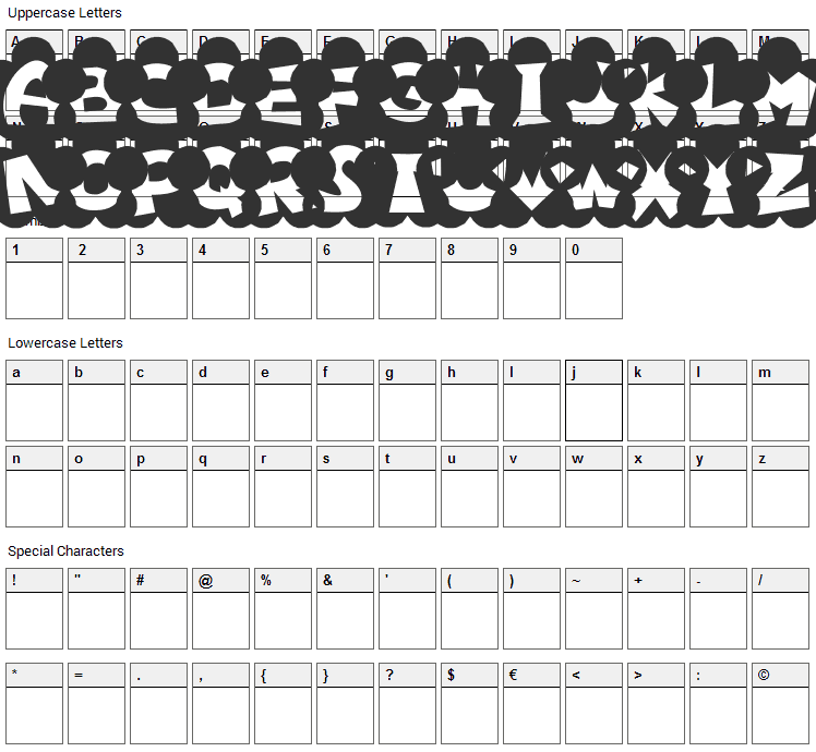 Flower Font Character Map