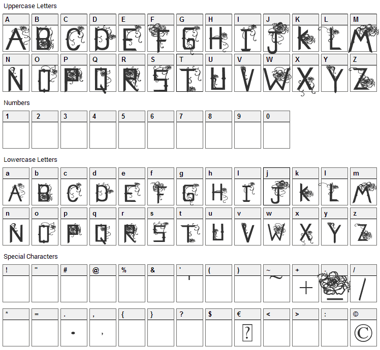 Flowers Cube Font Character Map