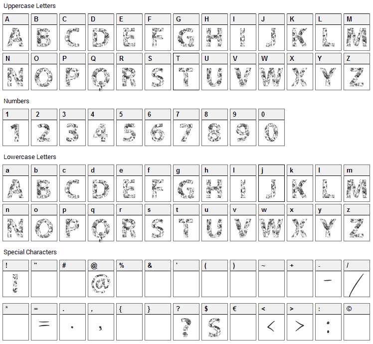 Flowers in our Soul Font Character Map