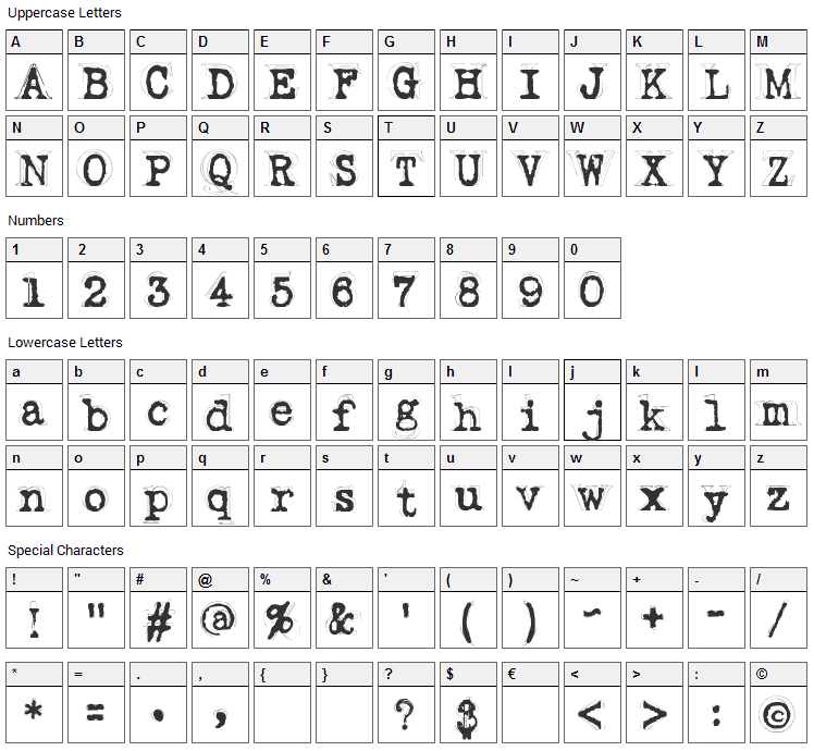 Fluoxetine Font Character Map