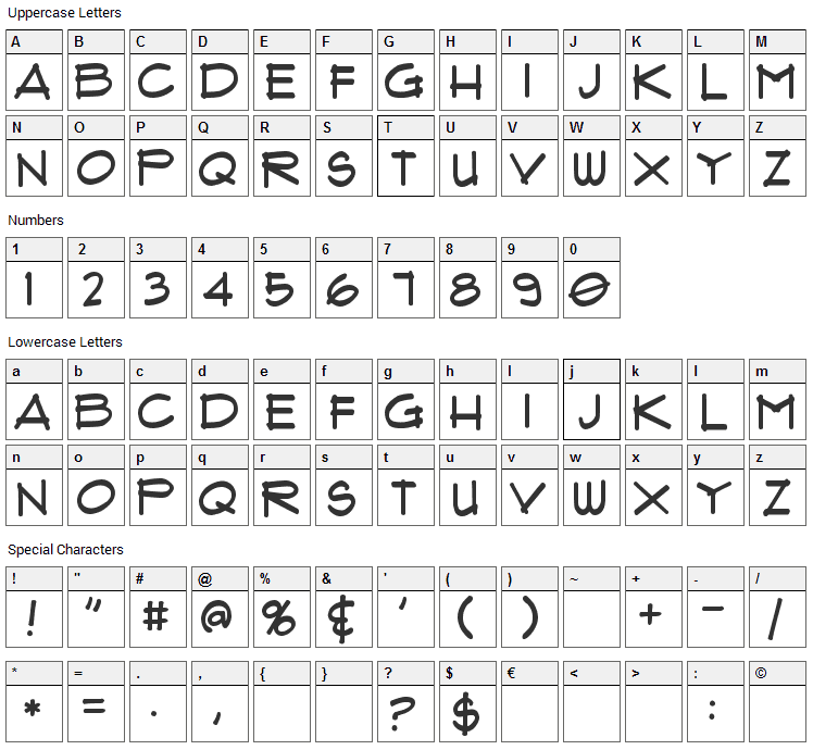 Flux Architect Font Character Map