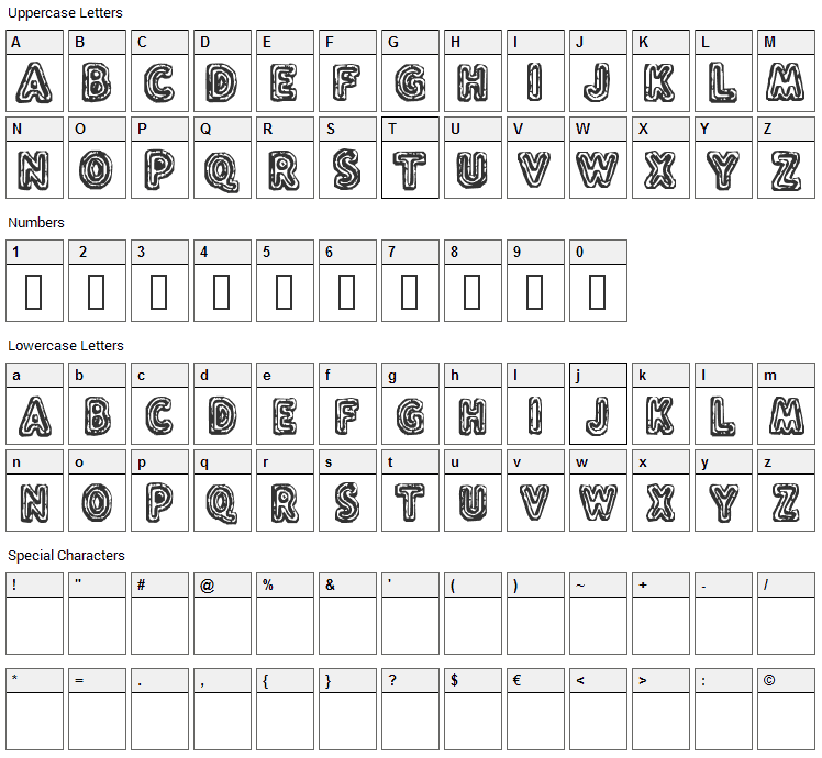 Flux Capacitor Font Character Map