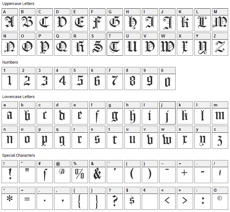 Flying Hollander Font Character Map