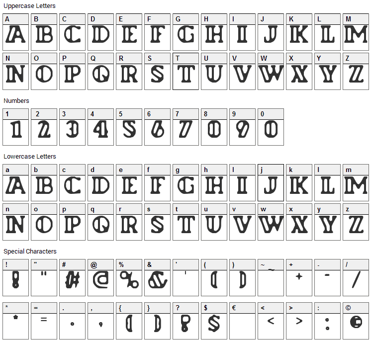 Flyman Font Character Map