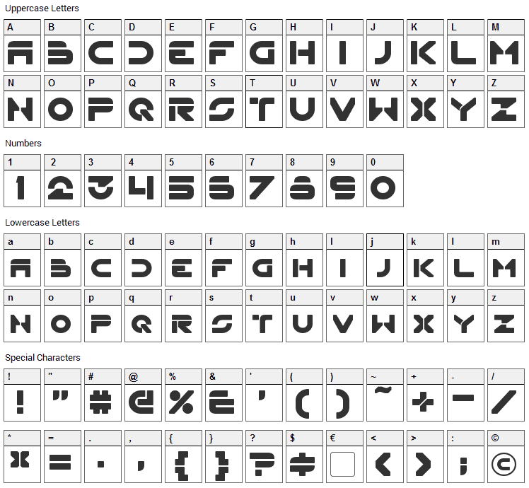 Flynn Font Character Map