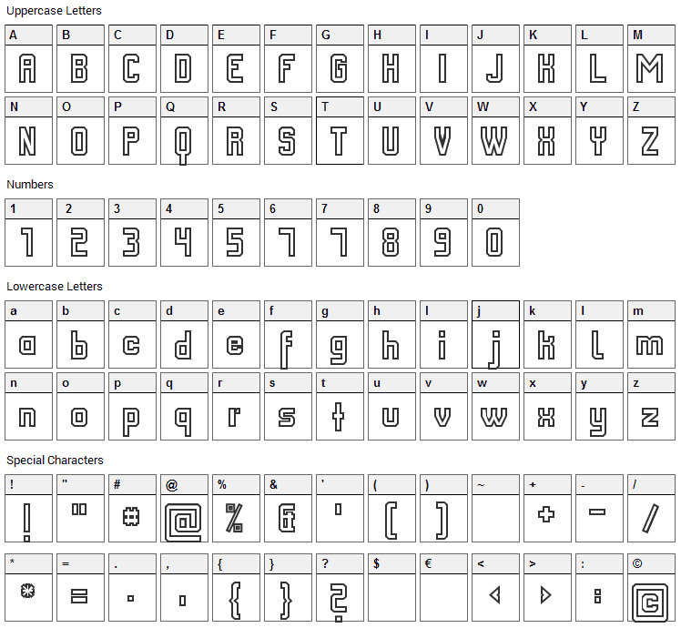 FM College Team Font Character Map