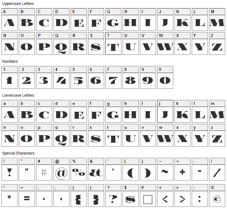 Foglihten Black Font Character Map