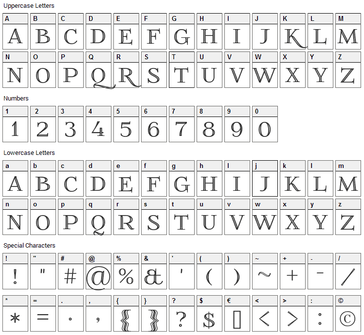 Foglihten No 01 Font Character Map