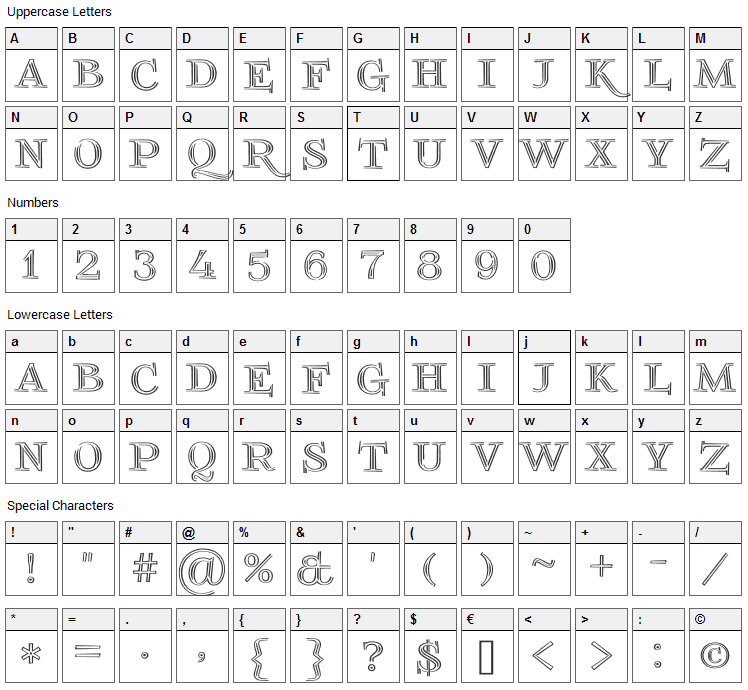 Foglihten No 03 Font Character Map