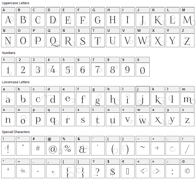 Foglihten No 04 Font Character Map