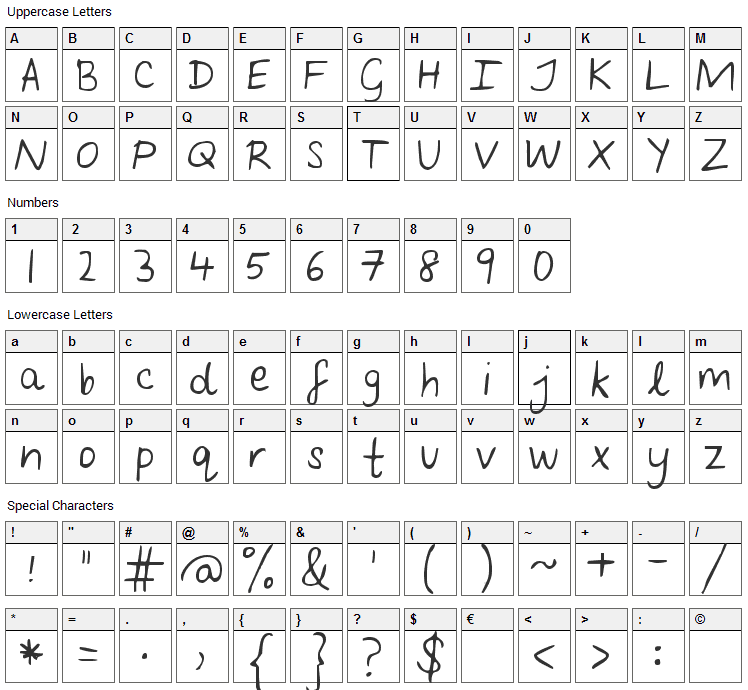 Follow You Into the World Font Character Map