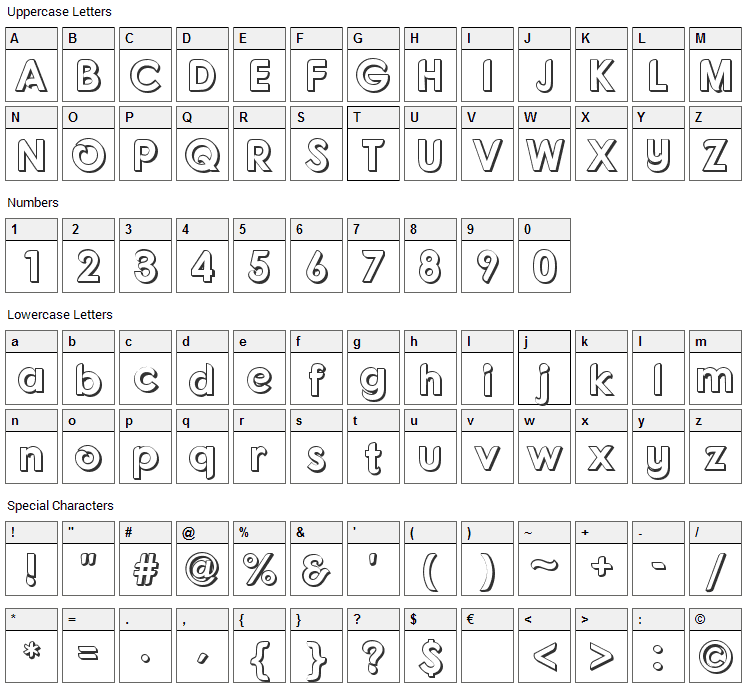 Fonarto XT Font Character Map