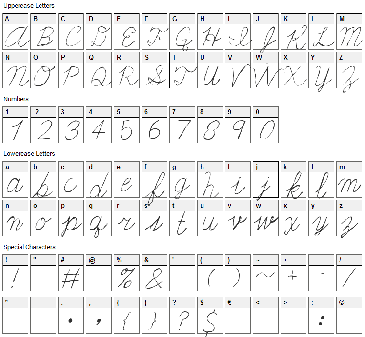 Fondue Font Character Map