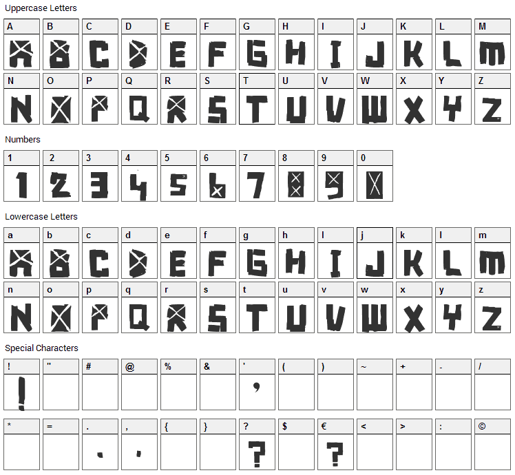 Font Breakdown Font Character Map